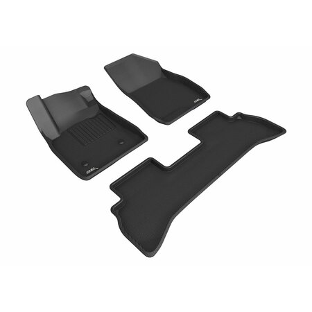 3D MATS USA Custom Fit, Raised Edge, Black, Thermoplastic Rubber Of Carbon Fiber Texture, 2 Piece L1BC04301509